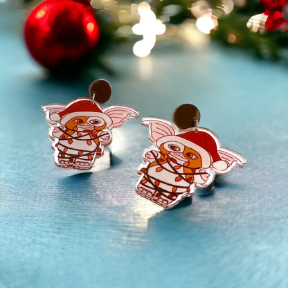 Gizmo Earrings - Gremlins, Handmade Jewelry, Gremlin Earrings, Gremlins Earrings, Handmade Earrings, Gizmo the Gremlin, Christmas Earrings