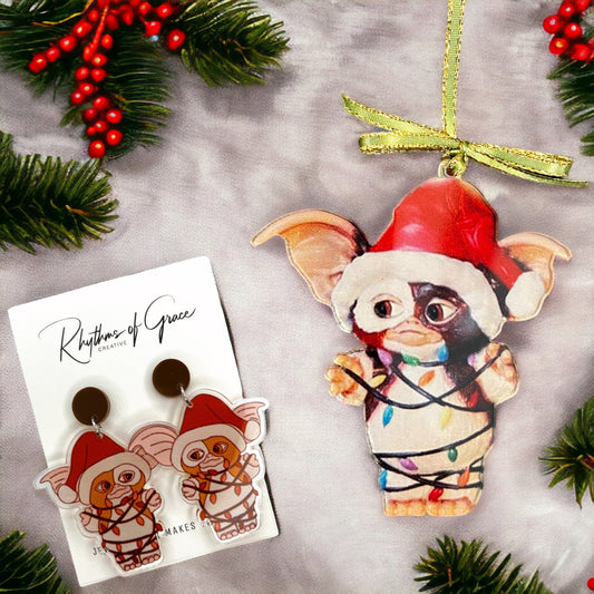 Gizmo Earrings - Gremlins, Handmade Jewelry, Gremlin Earrings, Gremlins Earrings, Handmade Earrings, Gizmo the Gremlin, Christmas Earrings - Rhythms of Grace Creative
