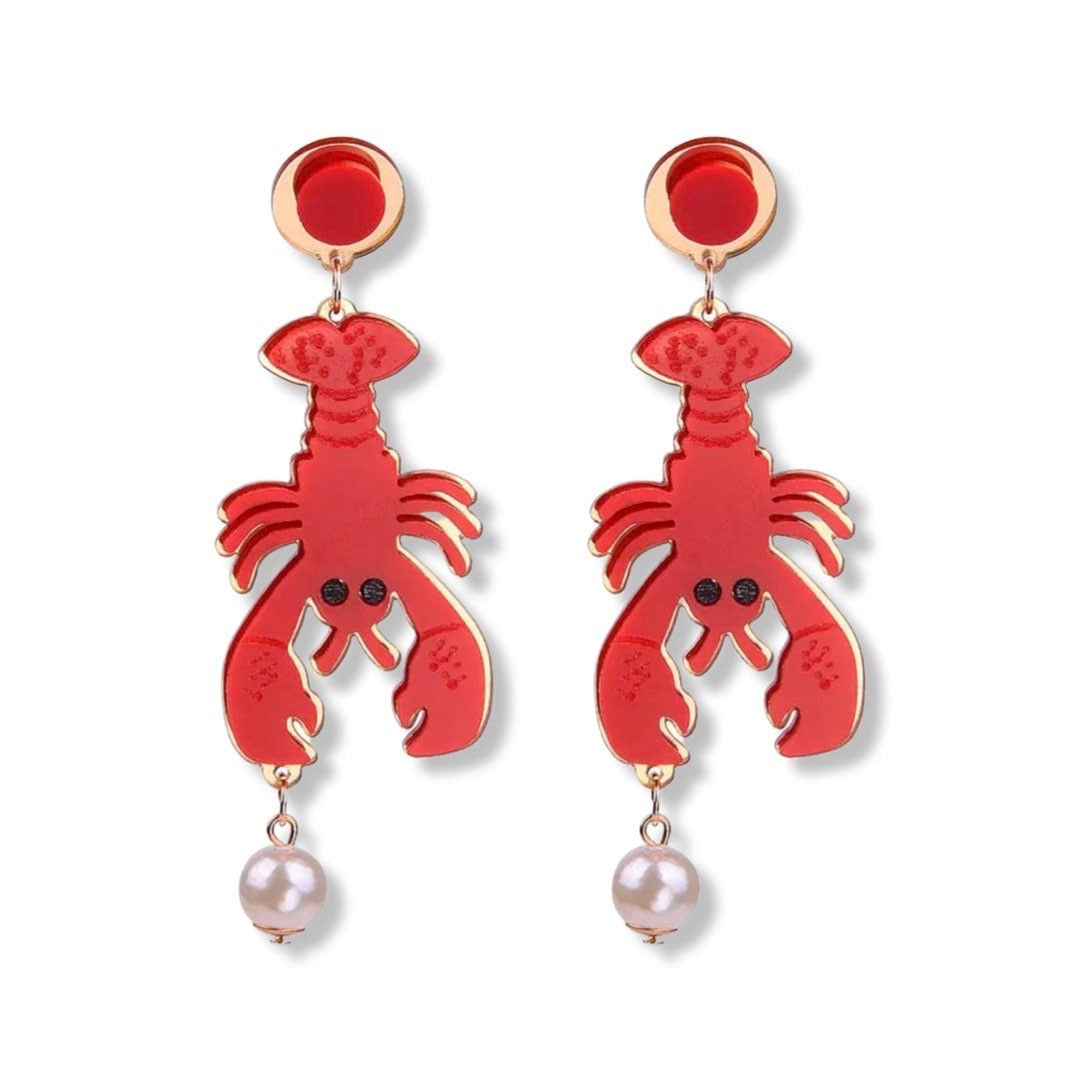 Crawfish Earrings - Rhinestone Earrings, Mardi Gras, New Orleans, Lobster Earrings, Mardi Gras Accessories, Cajun, Crawfish Accessories