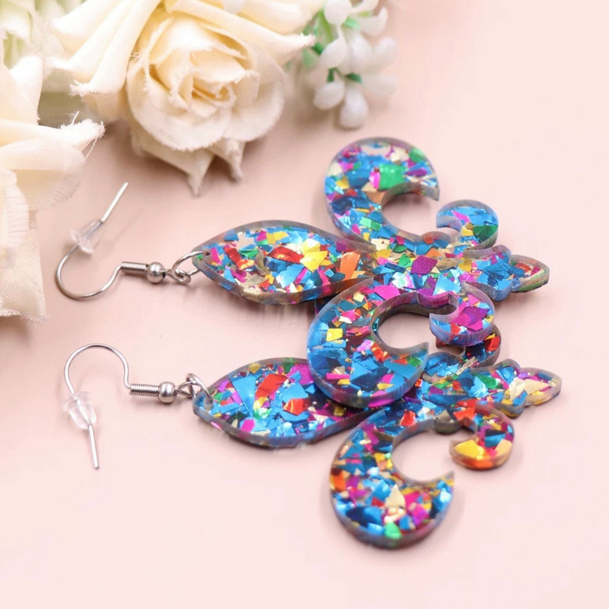 Sparkle and Shine: Dazzling Fleur de Lis Dangle Earrings for Mardi Gras Magic!