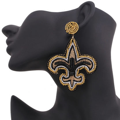 NOLA Fleur de lis Earrings - Who Dat Nation, NOLA Saints, New Orleans Saints, Black and Gold, Fleur de lis, Saints Earrings, NOLA Jewelry