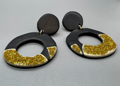 Black and Gold Earrings - Who Dat Nation, NOLA Saints, New Orleans Saints, Black Gold, Polymer Clay Earrings, Saints Earrings, NOLA Jewelry