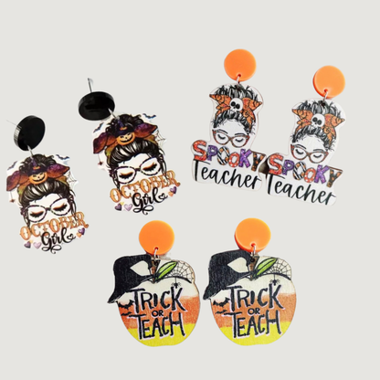 Halloween Teacher Earrings - Trick or Teach