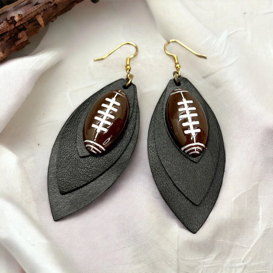 Friday Night Lights + Dance Vibes: Black Layered Football Charm Earrings