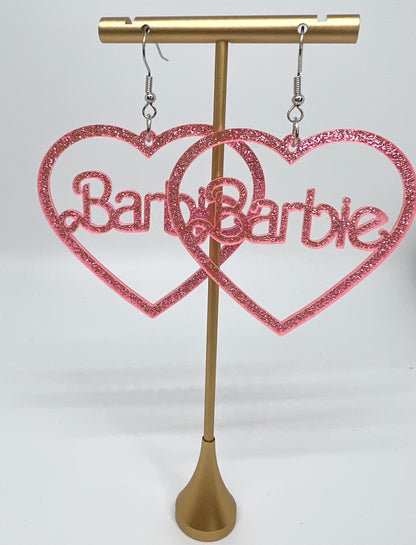 Barbie Earrings - Pink Glitter Earrings