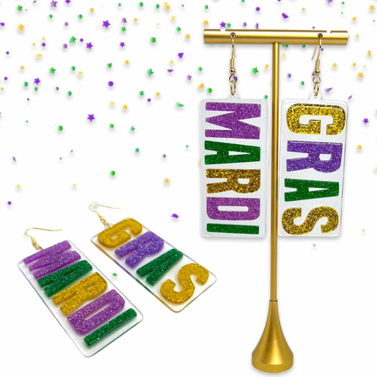 Mardi Gras Earrings - Purple Green Gold, Mardi Gras Mask, New Orleans, Mardi Gras Jewelry, Beaded Earrings, Mardi Gras Accessories