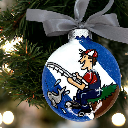 Fisherman Christmas Ornament - Personalized Gift for Fishing Enthusiasts