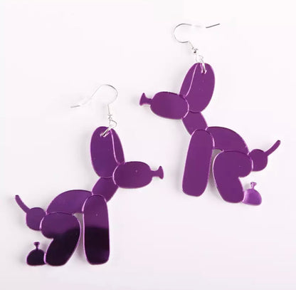 Balloon Dog Earrings - Handmade Jewelry, Mardi Gras Earrings, Pooping Balloon Dog, Handmade Earrings, Funny Gift, Funky Jewelry
