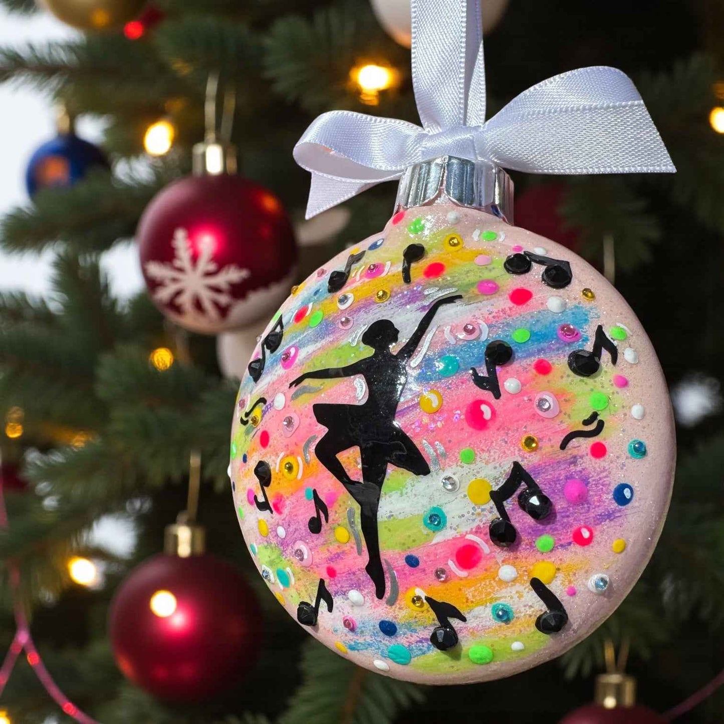 Dancer in Color – Hand-Painted Sparkly Ornament with Swarovski Crystals
