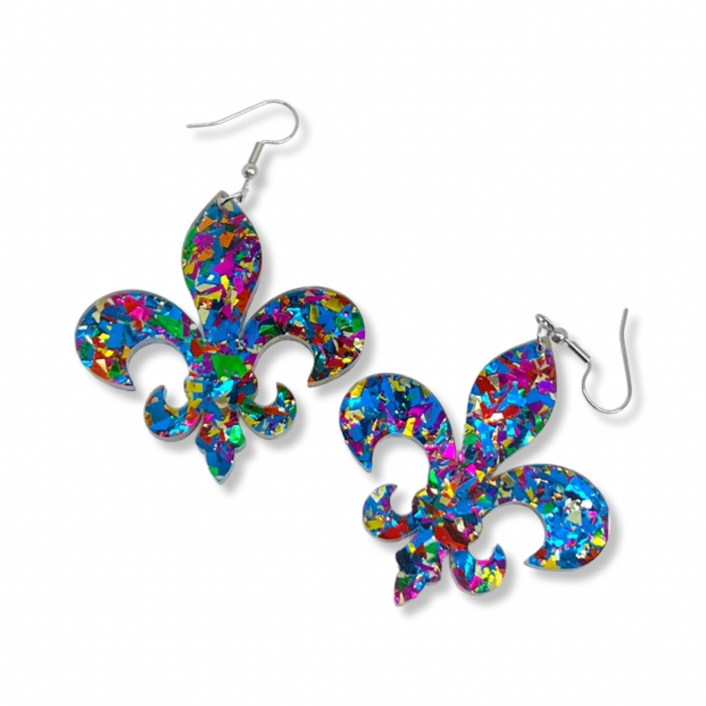 Sparkle and Shine: Dazzling Fleur de Lis Dangle Earrings for Mardi Gras Magic!
