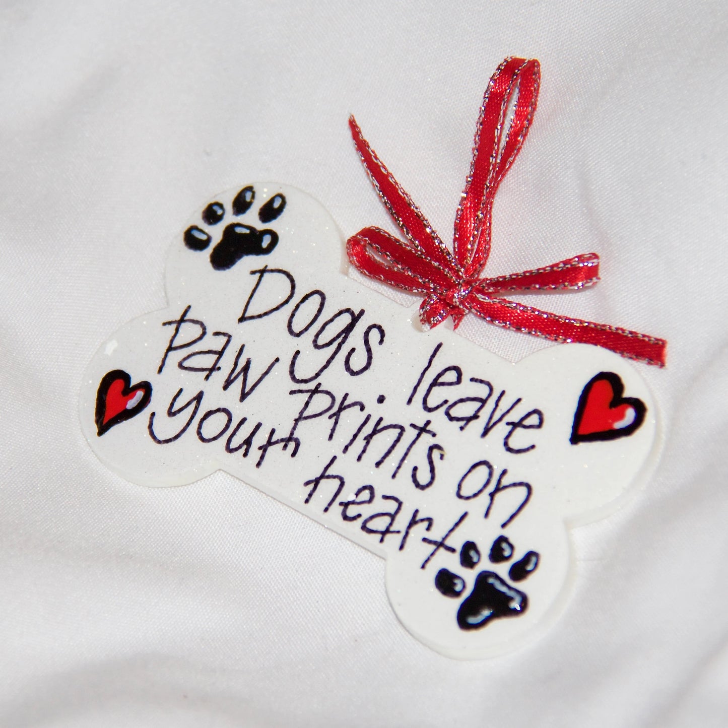 Paw Prints on Your Heart - Personalized Dog Bone Ornament for Pet Lovers!