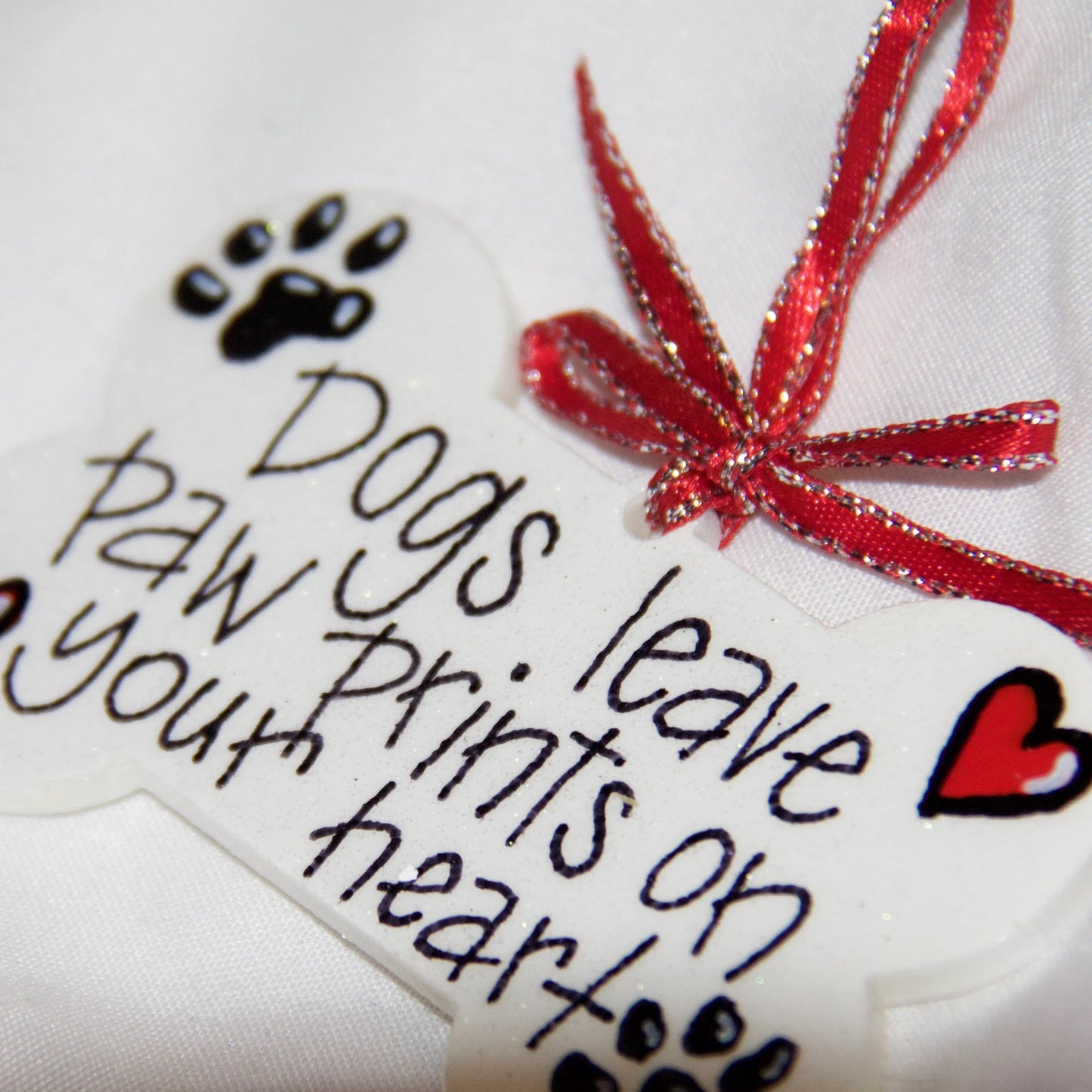 Paw Prints on Your Heart - Personalized Dog Bone Ornament for Pet Lovers!
