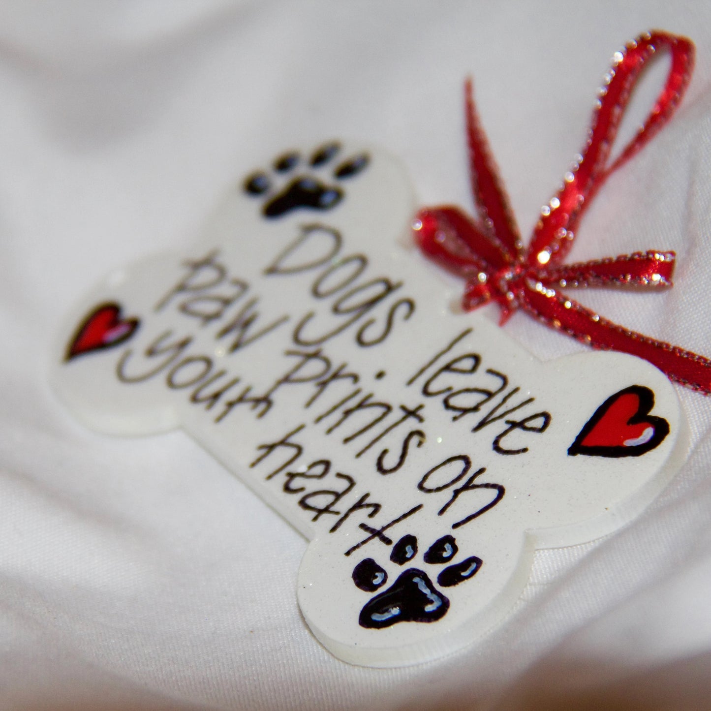 Paw Prints on Your Heart - Personalized Dog Bone Ornament for Pet Lovers!