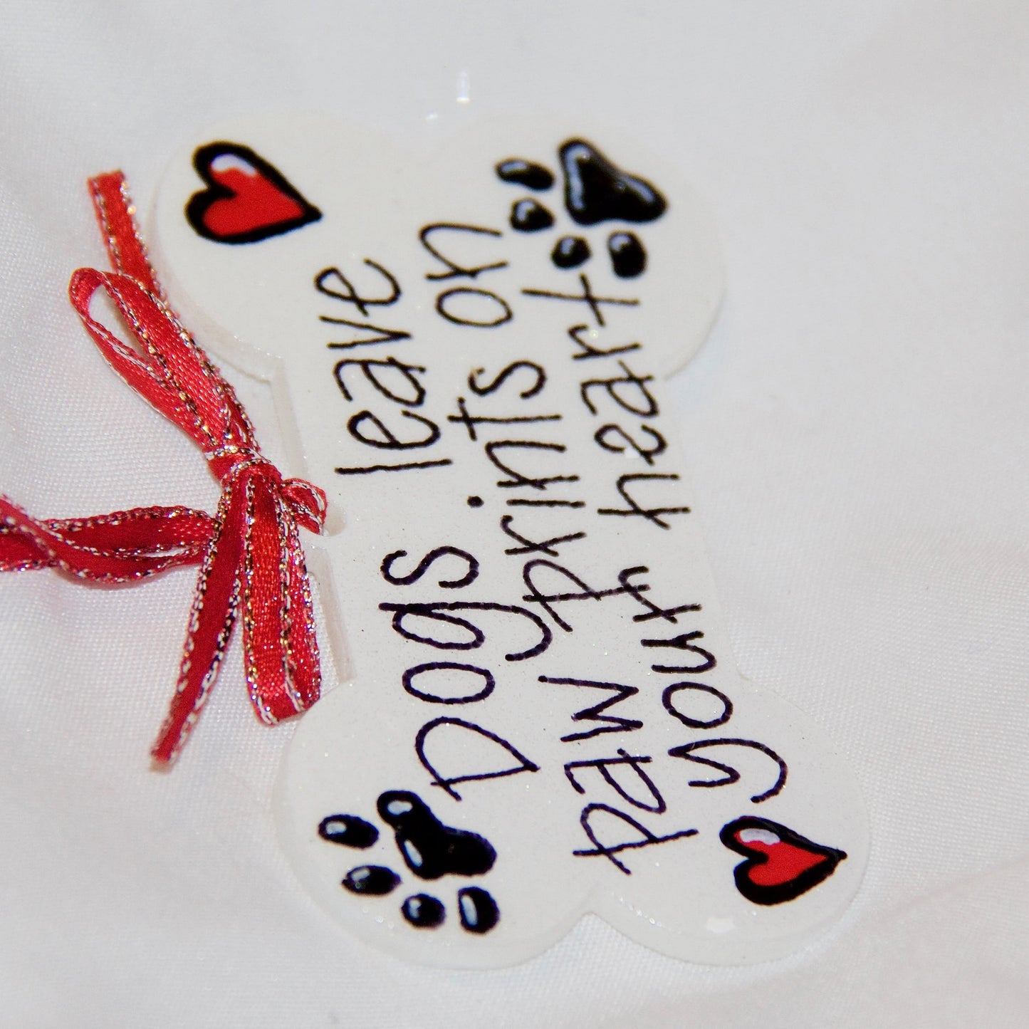 Paw Prints on Your Heart - Personalized Dog Bone Ornament for Pet Lovers!