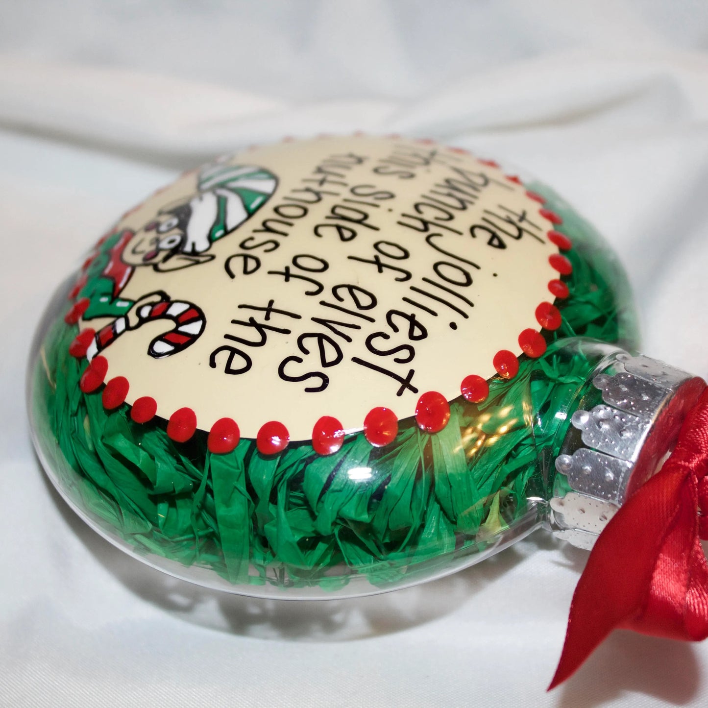 Elf Christmas Ornament: "The Jolliest Bunch of Elves This Side of the Nuthouse"