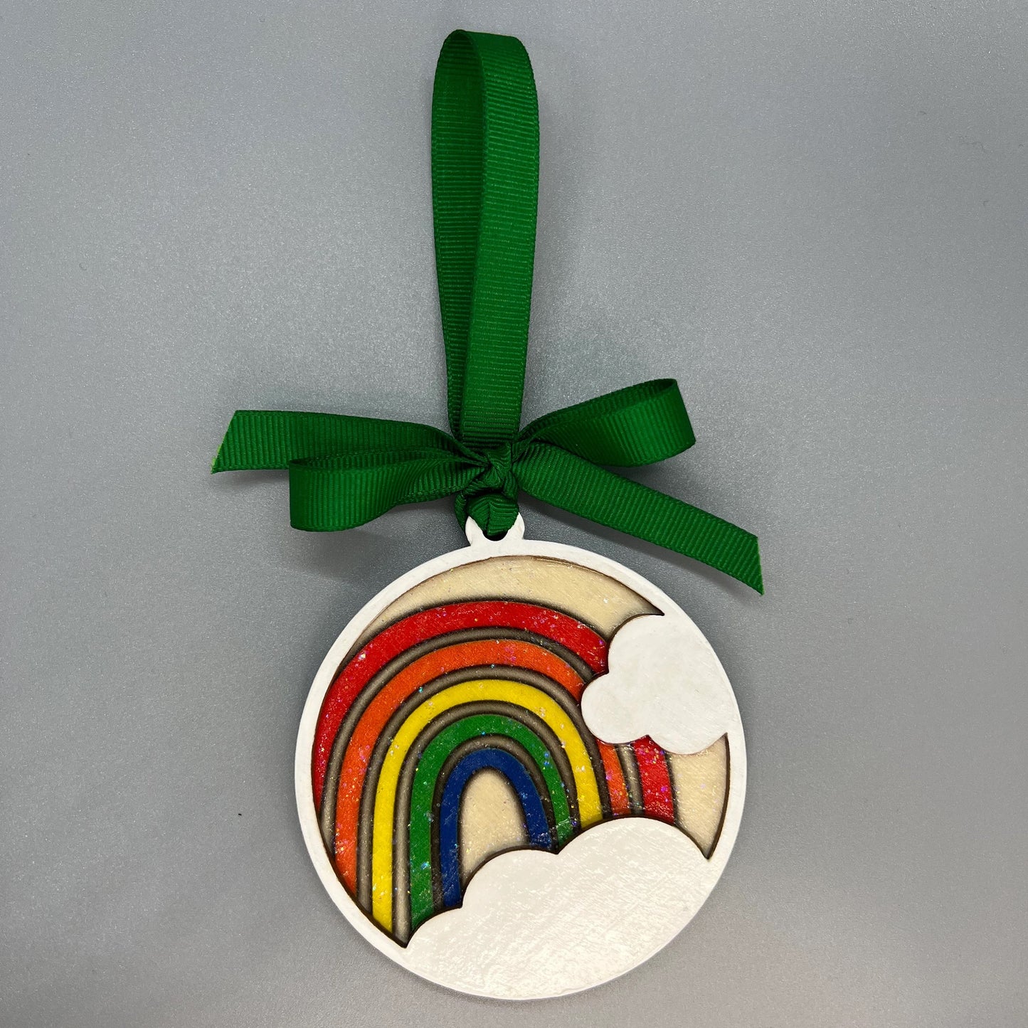 Colorful Memories: Personalized Wooden Rainbow Ornament