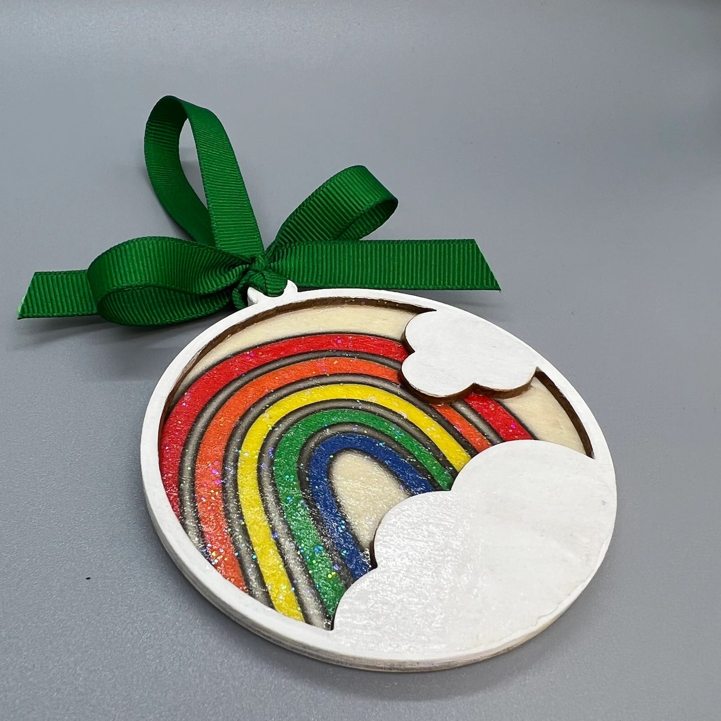 Colorful Memories: Personalized Wooden Rainbow Ornament