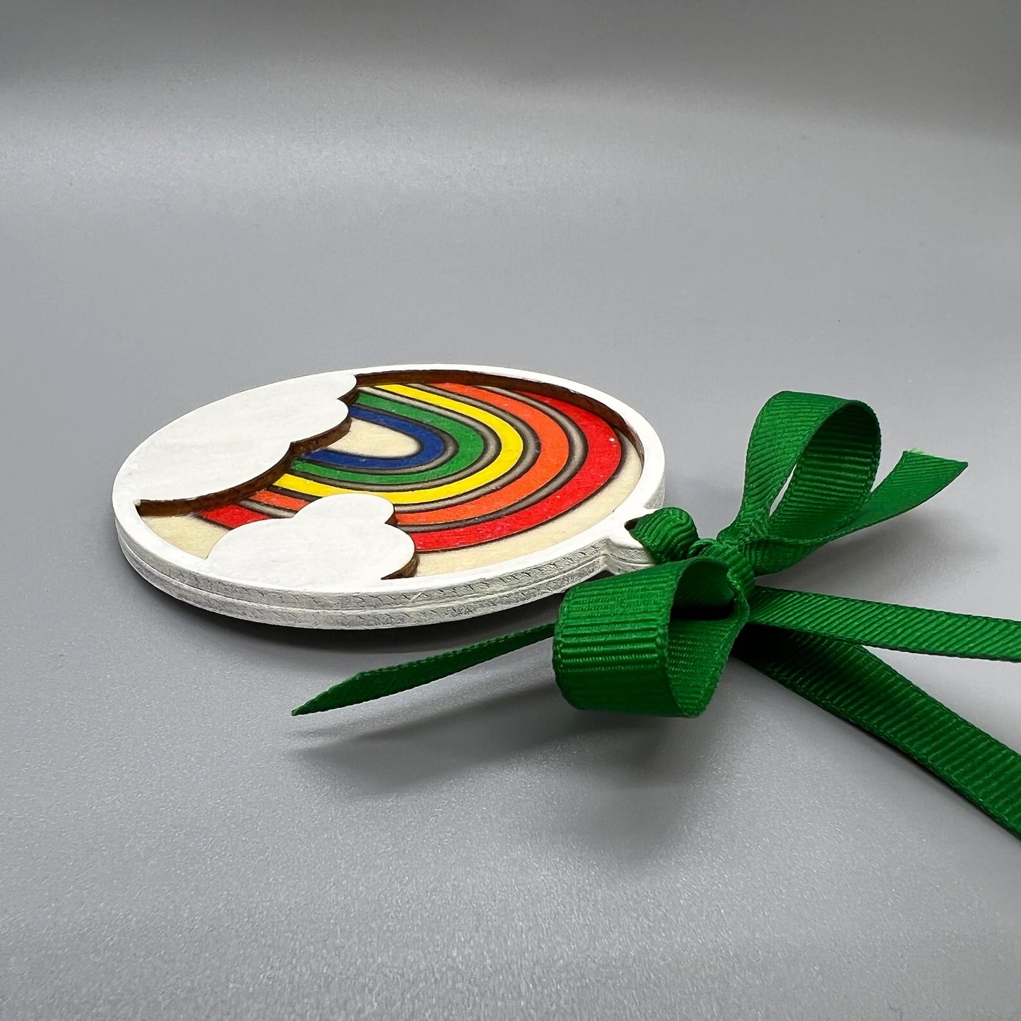 Colorful Memories: Personalized Wooden Rainbow Ornament