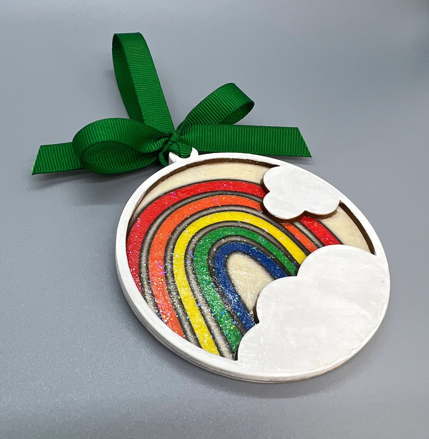 Colorful Memories: Personalized Wooden Rainbow Ornament
