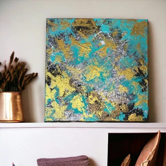 "Chromatic Whispers" – Original Abstract Textured Painting | 12x12 Canvas