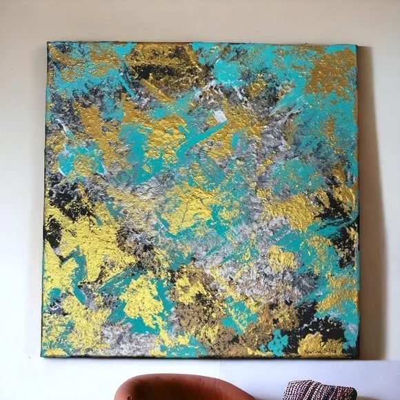 "Chromatic Whispers" – Original Abstract Textured Painting | 12x12 Canvas