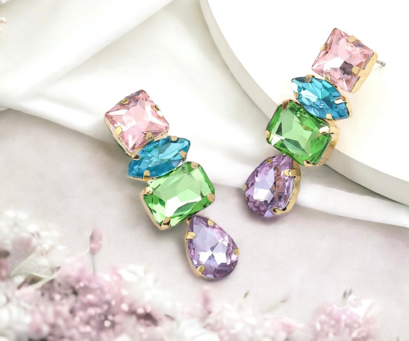 Sparkle in Style: Pastel Rhinestone Drop Earrings - Rhythms of Grace Creative