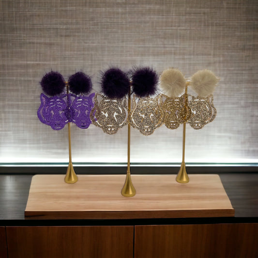 Tiger Earrings - Louisiana Football, Tiger Jewelry, Handmade Earrings, Tigers, Bengal Tigers Earring, Handmade Jewelry, Tiger Accessories - Rhythms of Grace Creative