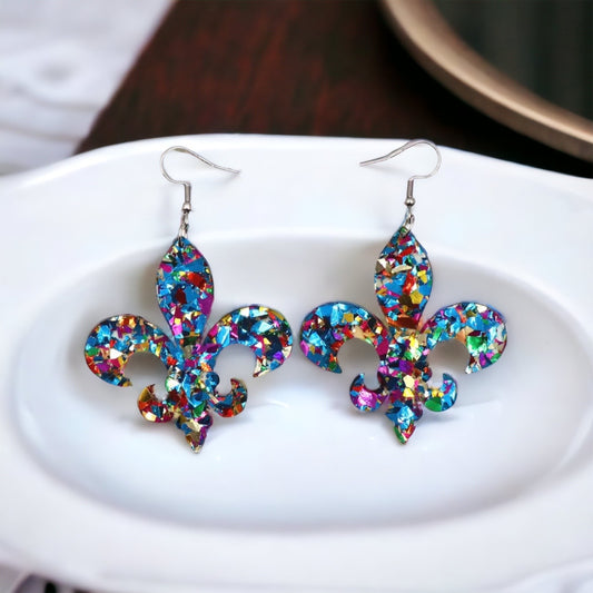 Sparkle and Shine: Dazzling Fleur de Lis Dangle Earrings for Mardi Gras Magic! - Rhythms of Grace Creative