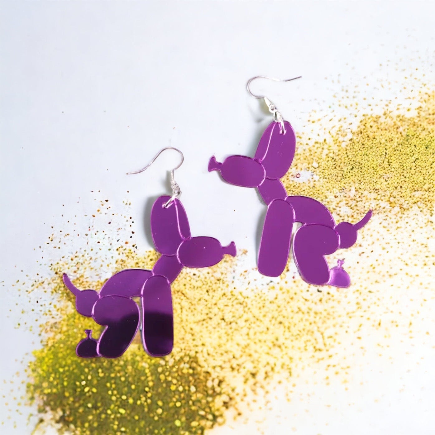 Balloon Dog Earrings - Handmade Jewelry, Mardi Gras Earrings, Pooping Balloon Dog, Handmade Earrings, Funny Gift, Funky Jewelry