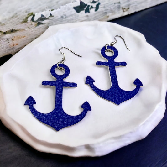 Blue Anchor Earrings - Handmade Jewelry, Anchor Accessories, Handmade Earrings, Blue Earrings, Navy Earrings, Anchor Jewelry, Captain Gift