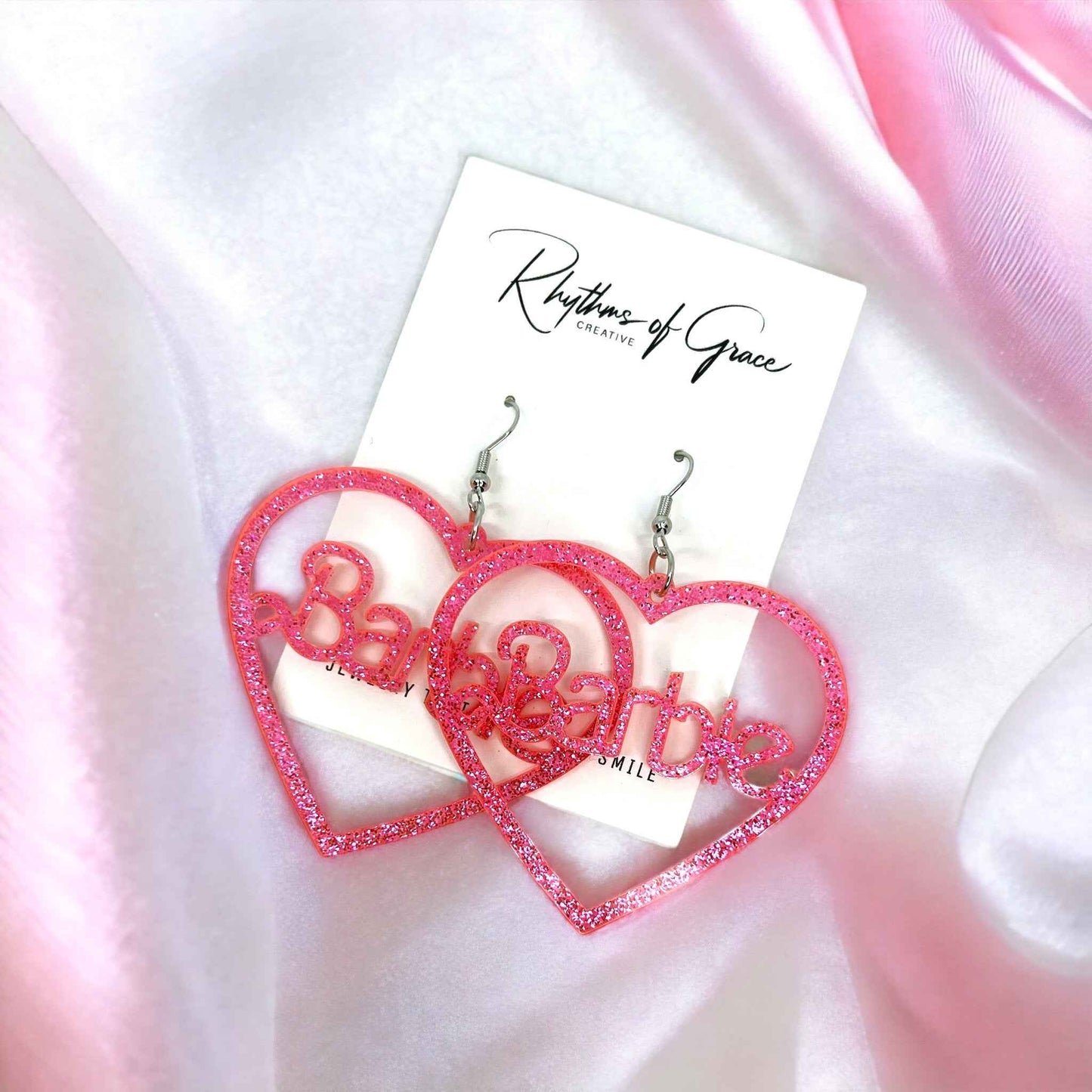 Barbie Earrings - Pink Glitter Earrings