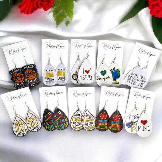 Teacher Dangle Earrings - Perfect Accessories for Every Educator! 📚 - Rhythms of Grace Creative