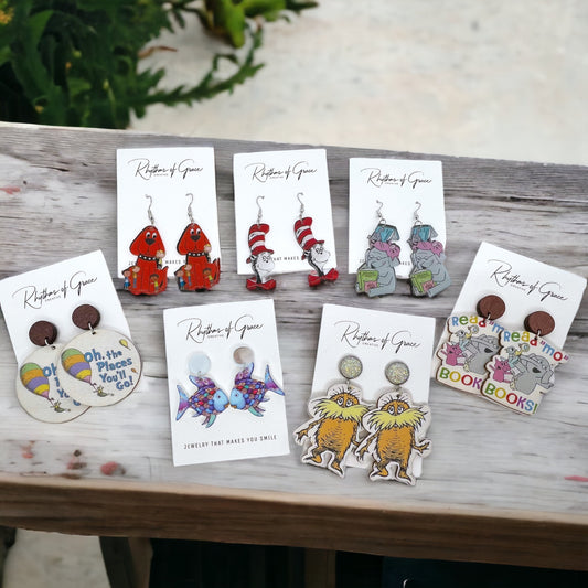 Book Character Earrings - Teacher Earrings, Elementary School, Librarian Earrings, Kindness Earrings