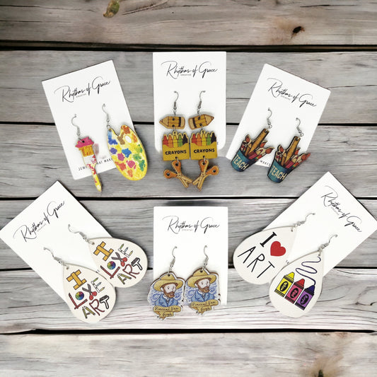 Art Teacher Earrings Collection: A Creative Statement! 🎨 - Rhythms of Grace Creative