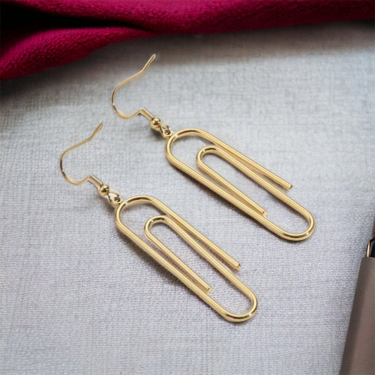 Gold Paperclip Earrings - Teacher Earrings, Back to School, Gold Earrings, Paperclip Accessories