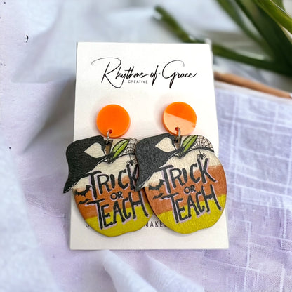 Halloween Teacher Earrings - Trick or Teach