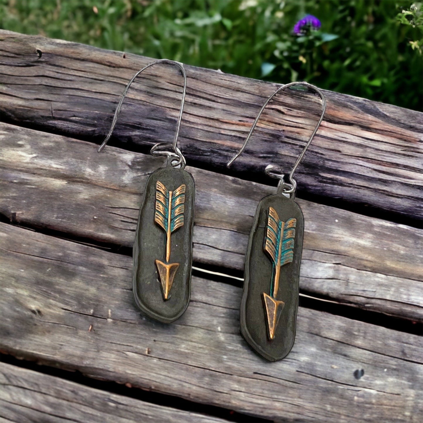 Rustic Arrow Earrings - Boho Style, Handmade Earrings, Boho Jewelry, Western Earrings, Brown Earrings, Wooden Earrings, Bohemian Style - Rhythms of Grace Creative