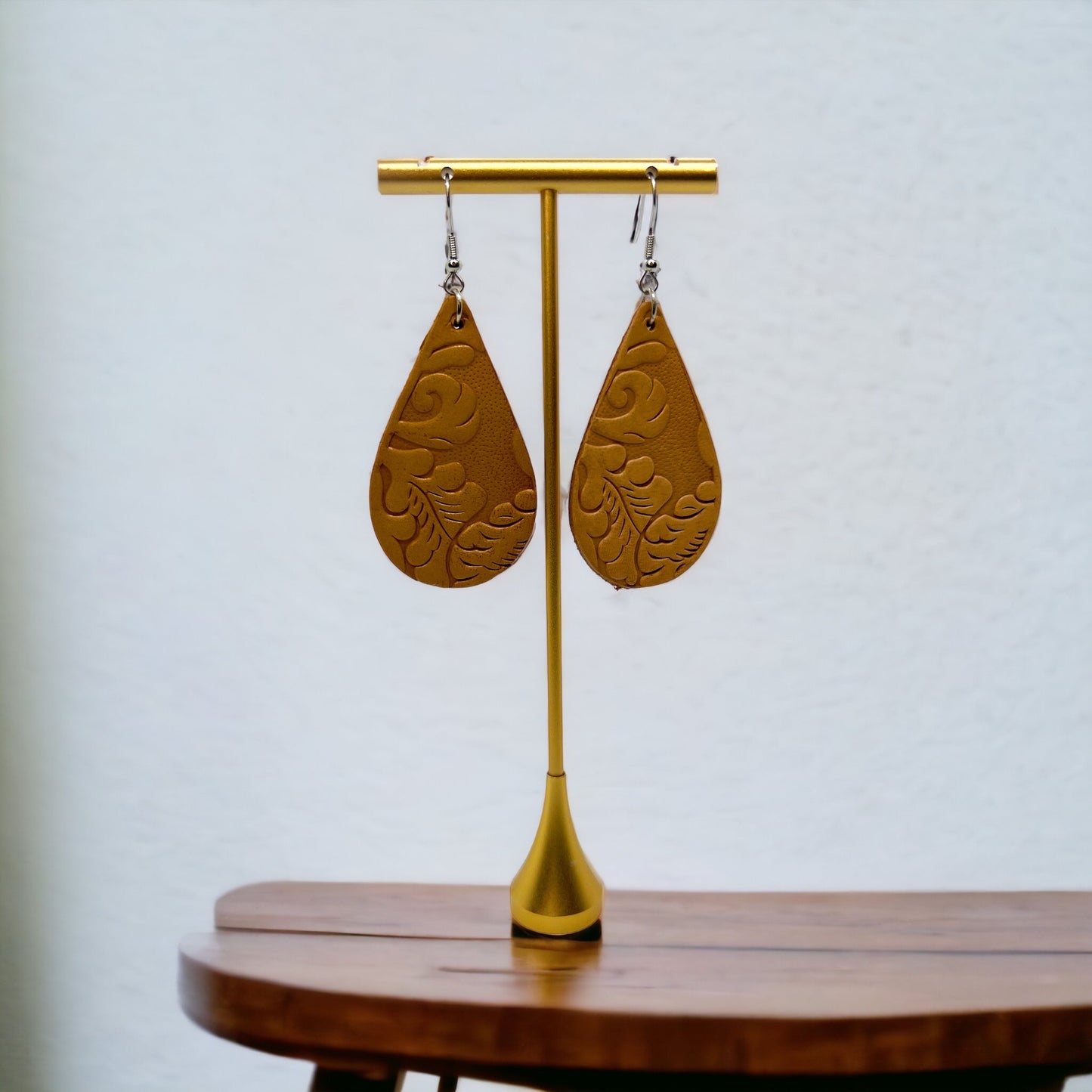 Embossed Leather Teardrop Earrings – Boho Beauty Meets Western Charm 🤎 - Rhythms of Grace Creative