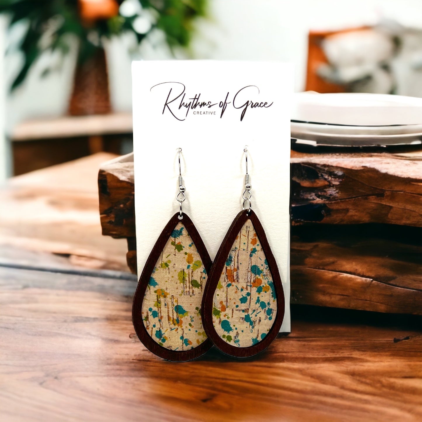 Multicolored Boho Style Earrings - Boho Chic, Handmade Earrings, Boho Chic, Western Earrings, Brown Earrings, Wooden Earrings, Bohemian Style - Rhythms of Grace Creative