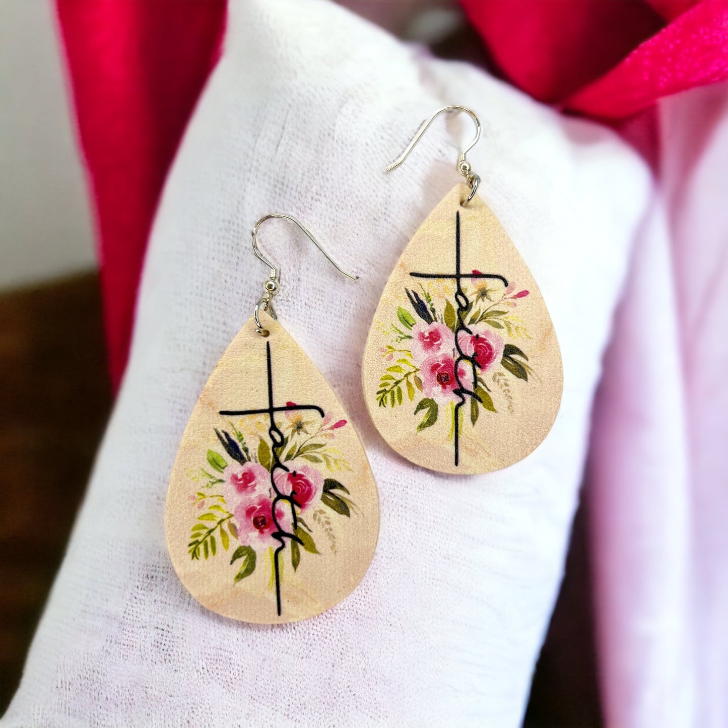 Bloom with Grace – Floral Faith Teardrop Earrings - Rhythms of Grace Creative