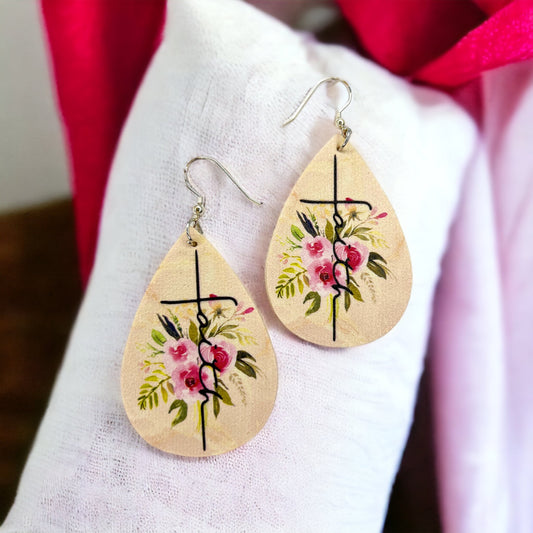 Bloom with Grace – Floral Faith Teardrop Earrings - Rhythms of Grace Creative