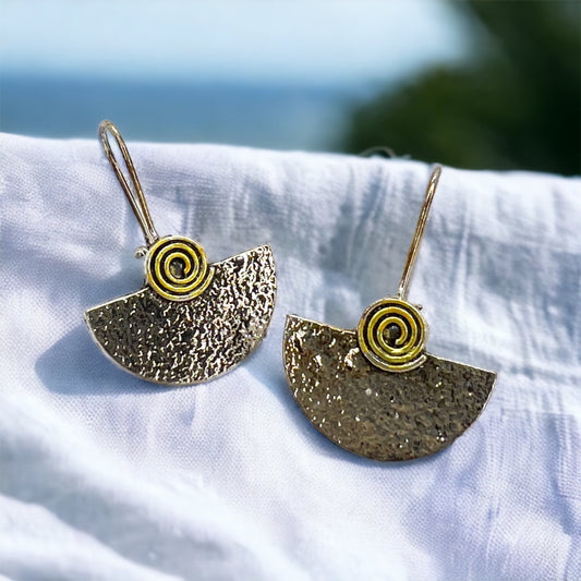 Silver and Gold Earrings - Silver Accessories, Handmade Earrings, Boho Chic, Silver Earrings