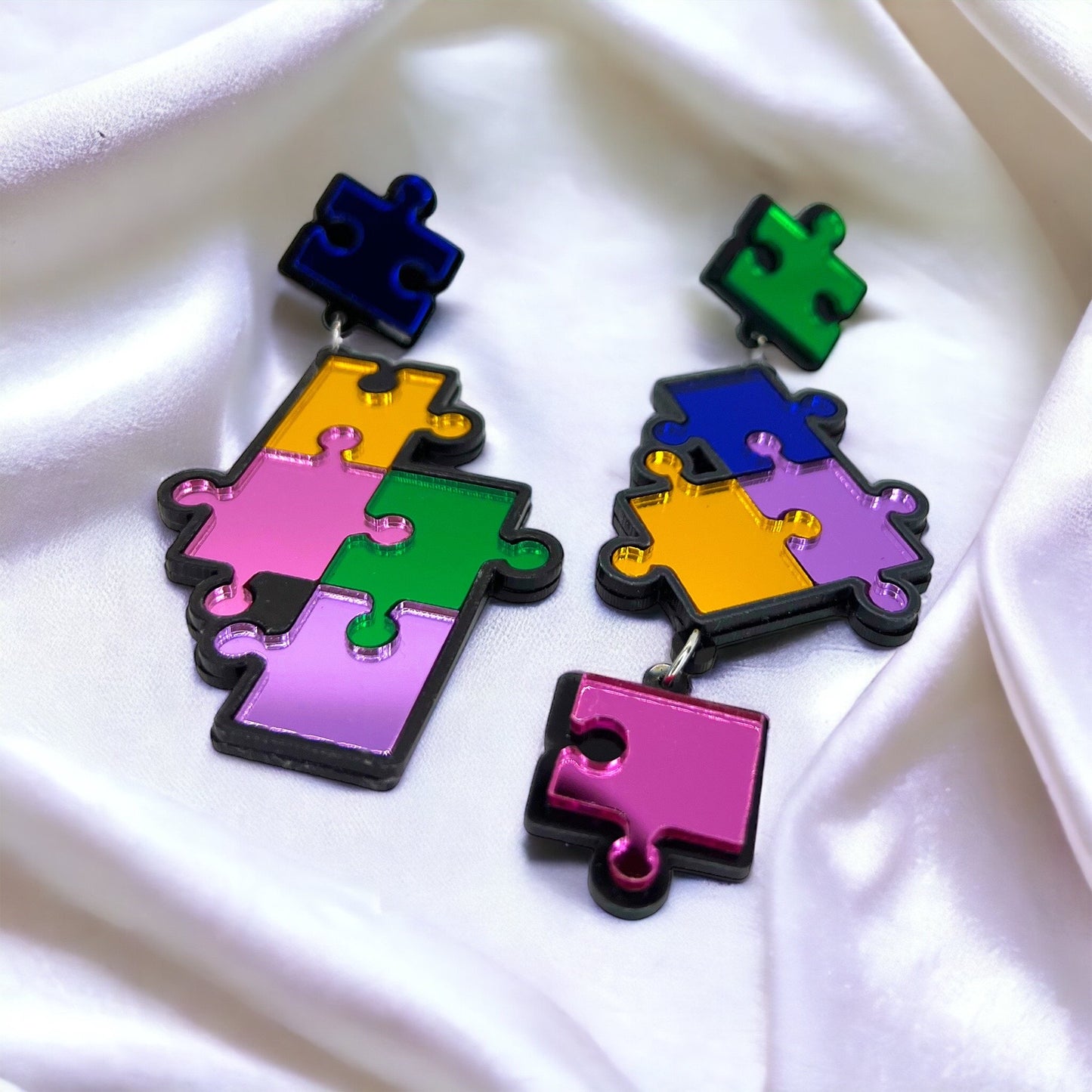 Puzzle of Style: Reflective Enigma Earrings for Awareness & Elegance! - Rhythms of Grace Creative