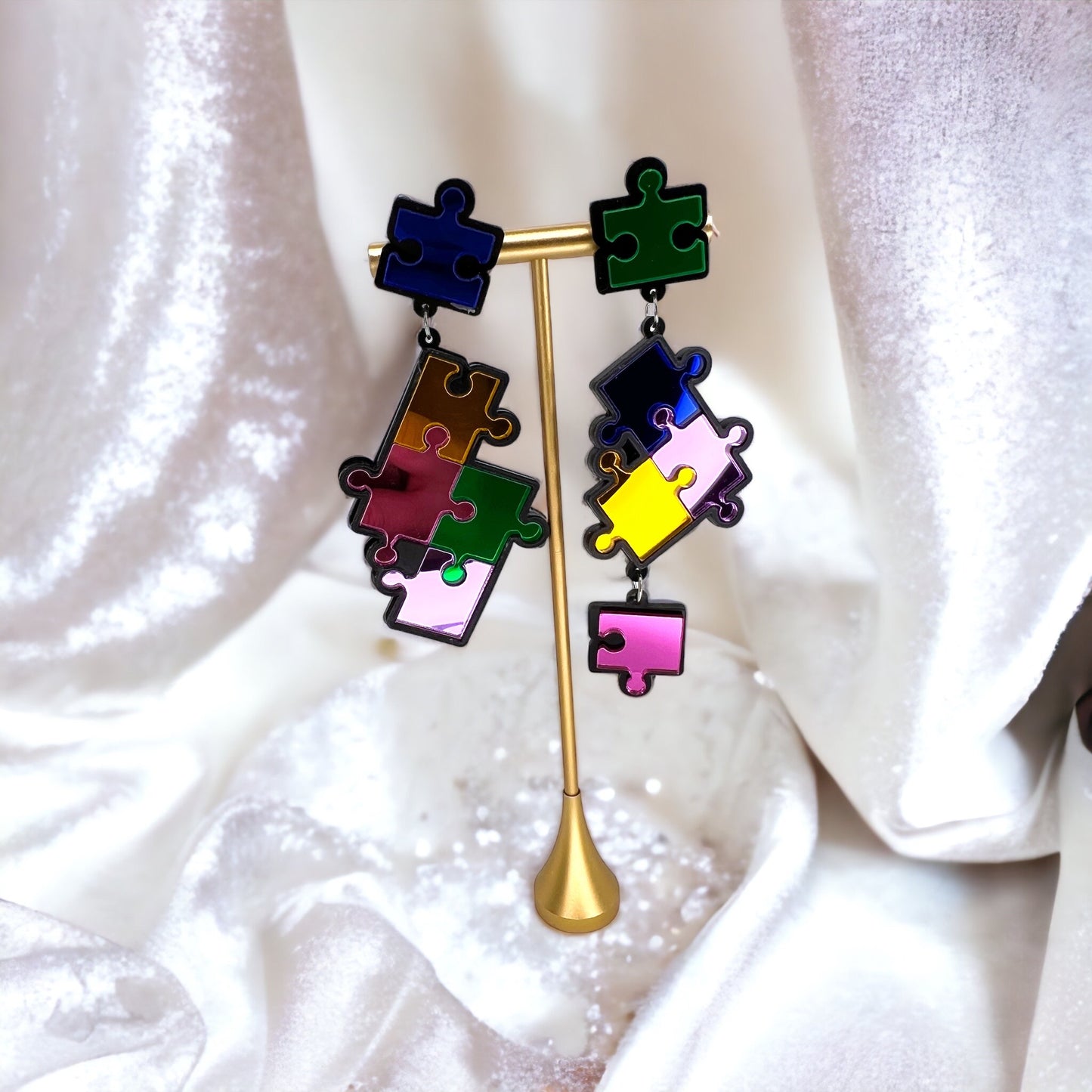 Puzzle of Style: Reflective Enigma Earrings for Awareness & Elegance! - Rhythms of Grace Creative