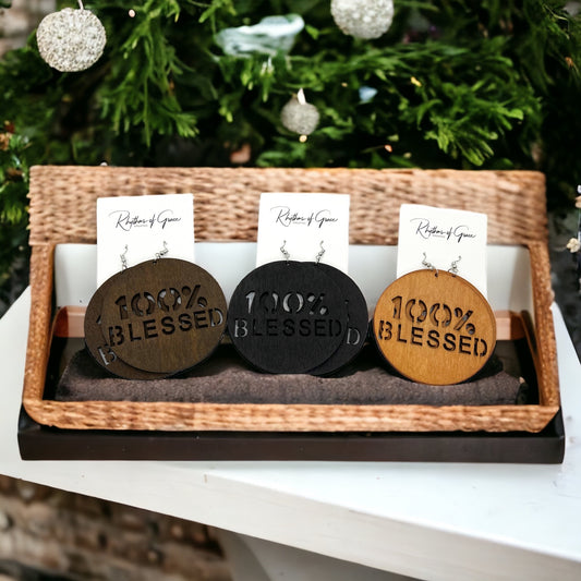 100% Blessed Wooden Earrings: Elevate Your Style & Spirit! - Rhythms of Grace Creative