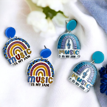 "Music Is My Jam" Earrings - Handmade Earrings, Music Teacher, Music Earrings, Handmade Jewelry, Music Jewelry, Concert Accessories, Musical