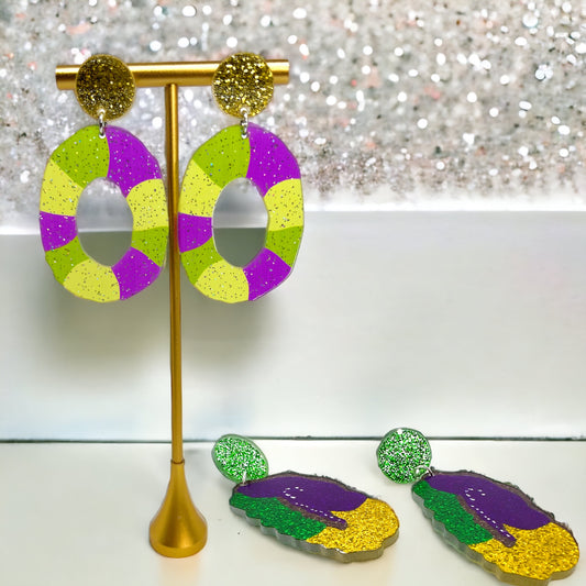 Sweeten Your Mardi Gras: Whimsical King Cake Dangle Earrings! - Rhythms of Grace Creative