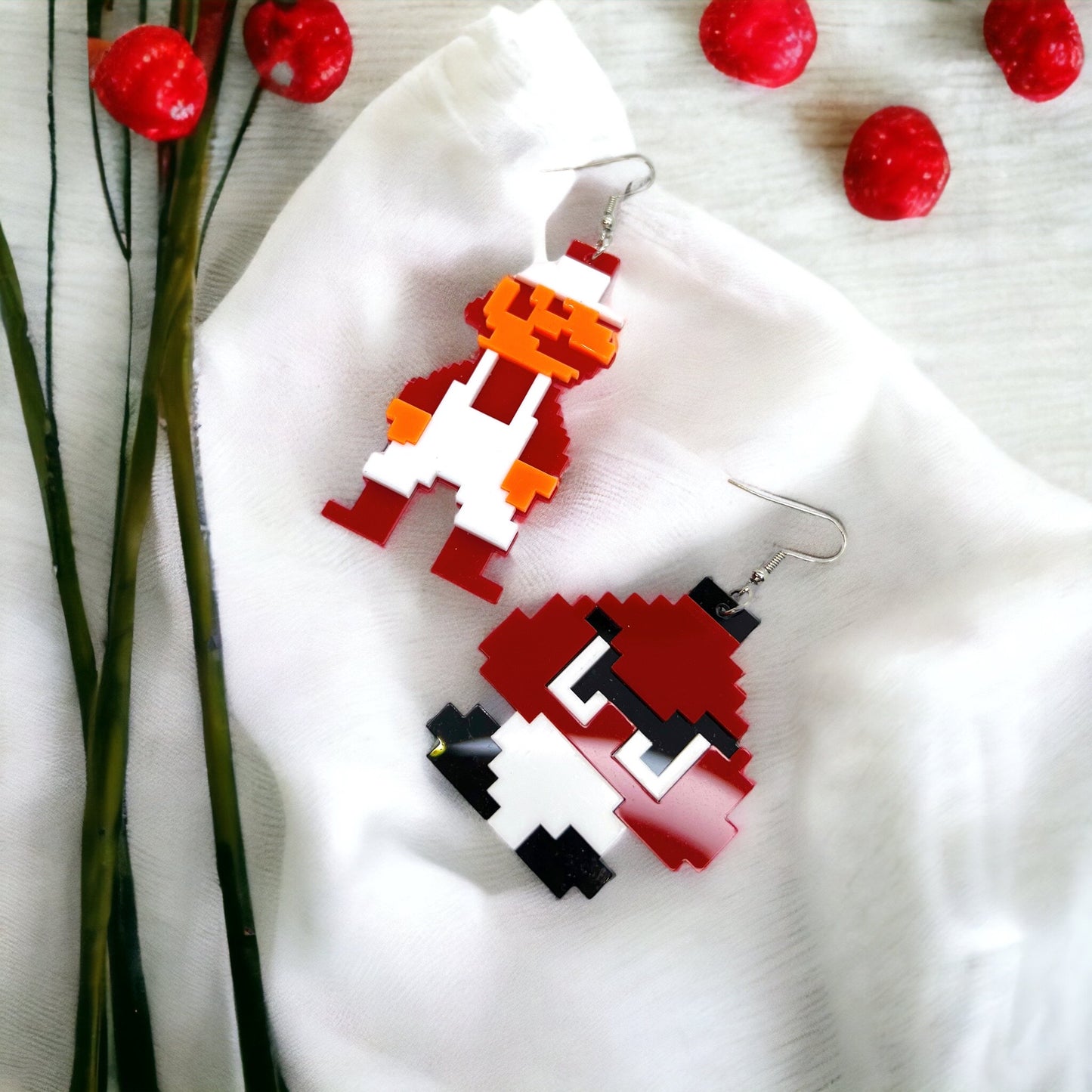 Super Mario Bros Earrings - 80’s Retro, Game Console, Mario Costume, Cartoon Character, Retro Video Game, Handmade Earrings - Rhythms of Grace Creative