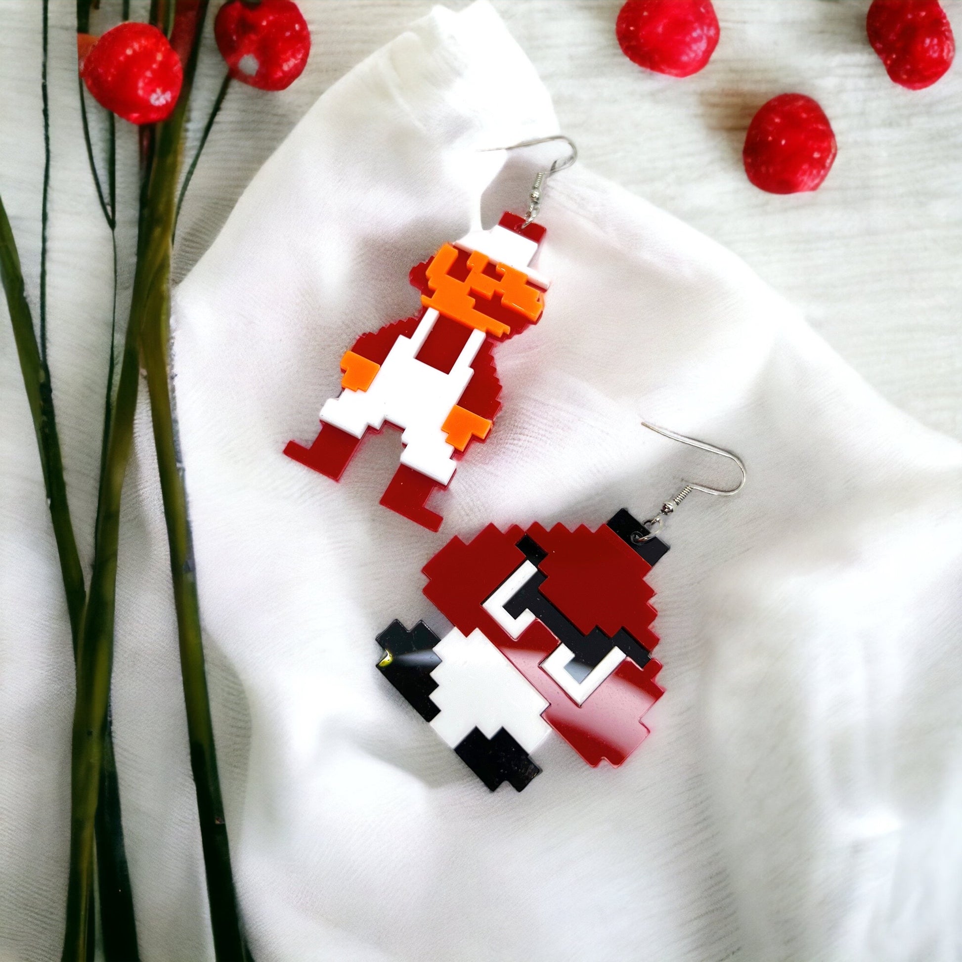 Super Mario Bros Earrings - 80’s Retro, Game Console, Mario Costume, Cartoon Character, Retro Video Game, Handmade Earrings - Rhythms of Grace Creative
