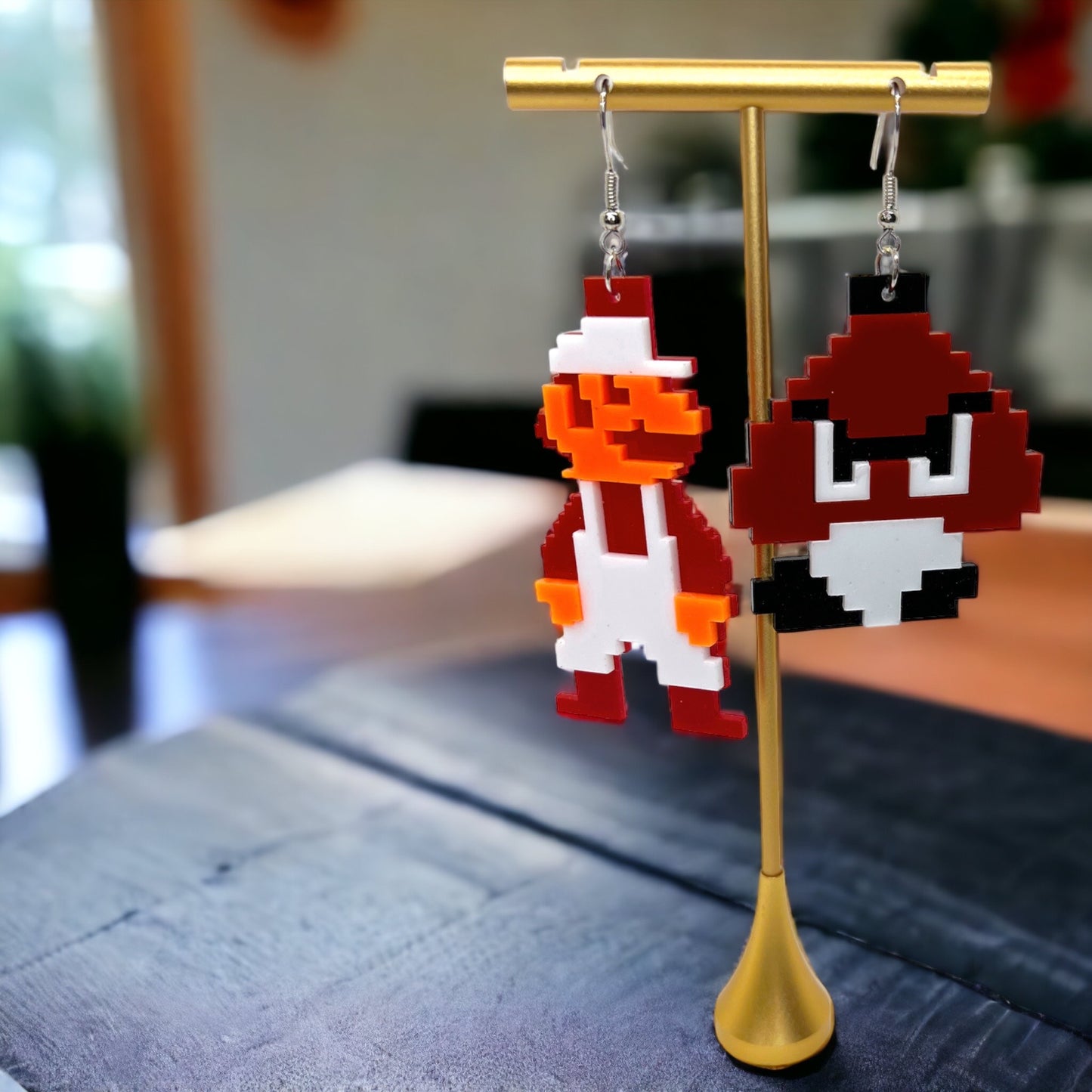 Super Mario Bros Earrings - 80’s Retro, Game Console, Mario Costume, Cartoon Character, Retro Video Game, Handmade Earrings - Rhythms of Grace Creative